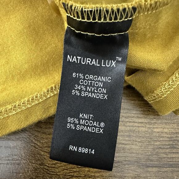 Stella Carakasi Tunic Womens Large Mustard Mixed Media Organic Pockets Lagenlook - Picture 9 of 13